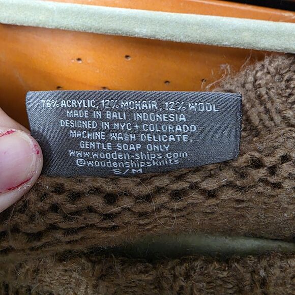 Wooden Ships Leopard Print Sweater Size Medium Brown Black Pullover Boxy Loose - Picture 7 of 10